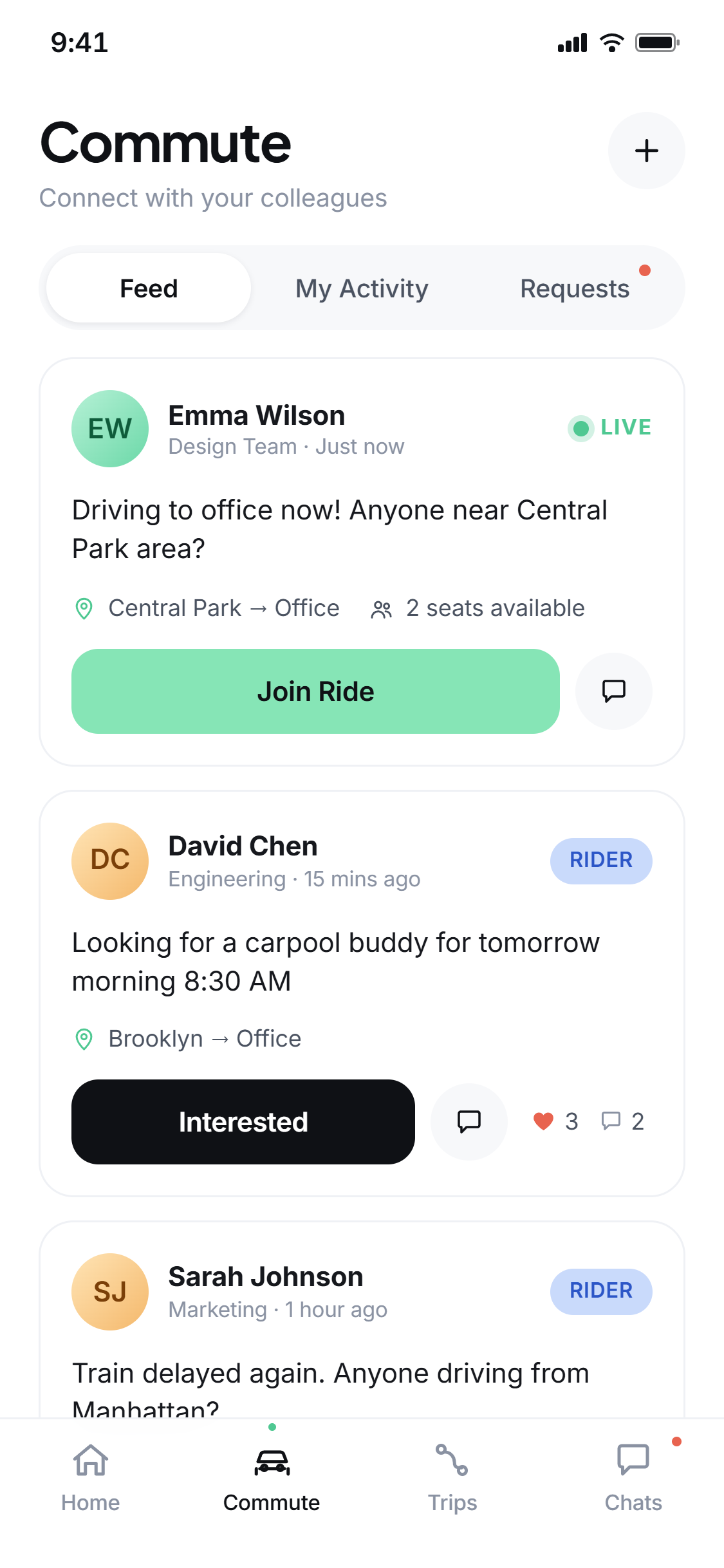 Browse available rides